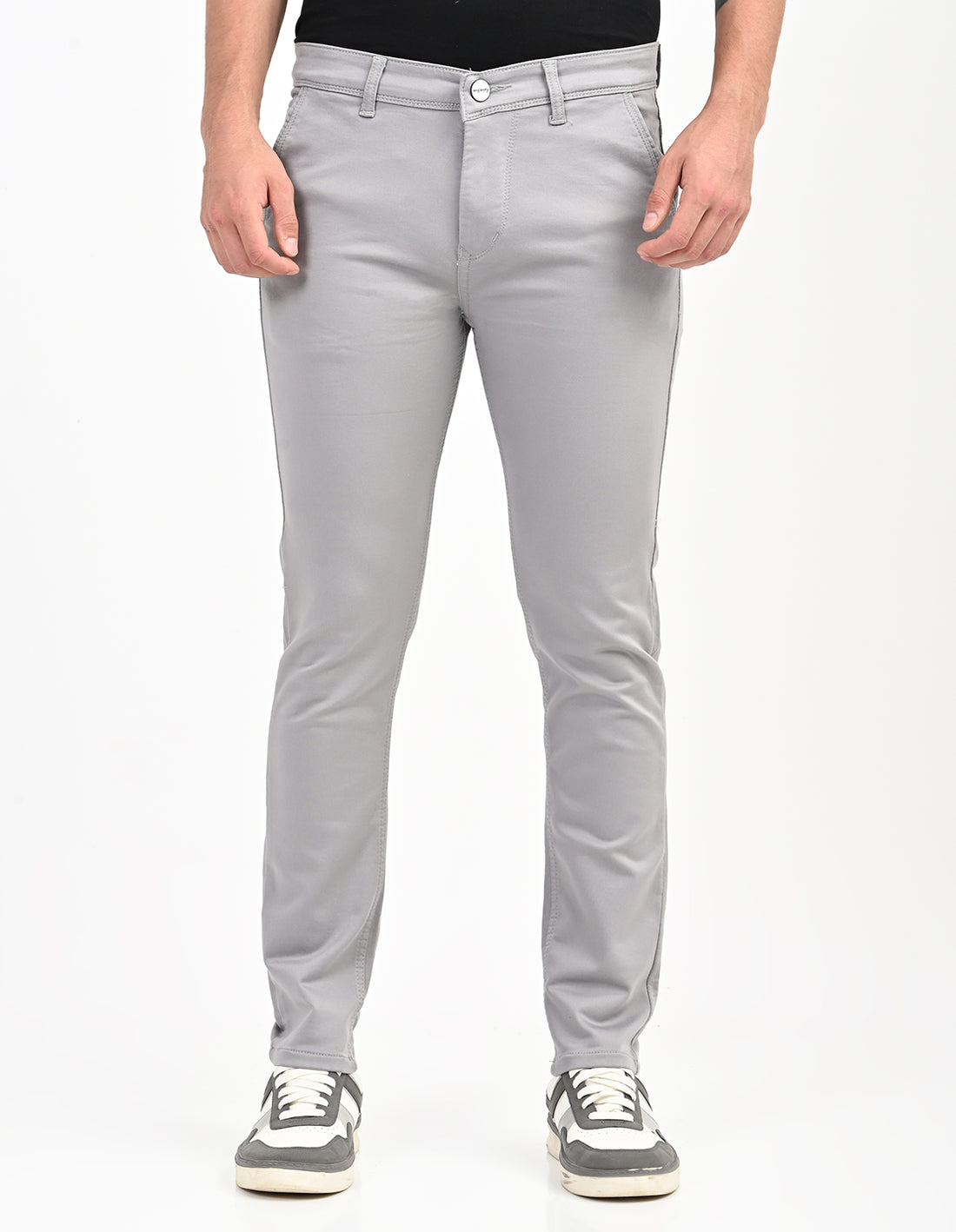 Men Mid Rise Slim Fit Clean Look Stretchable Jeans - Light Grey