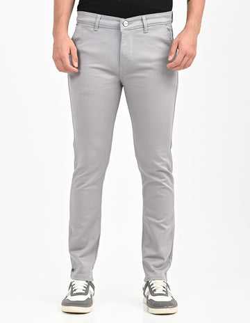 Men Mid Rise Slim Fit Clean Look Stretchable Jeans - Light Grey