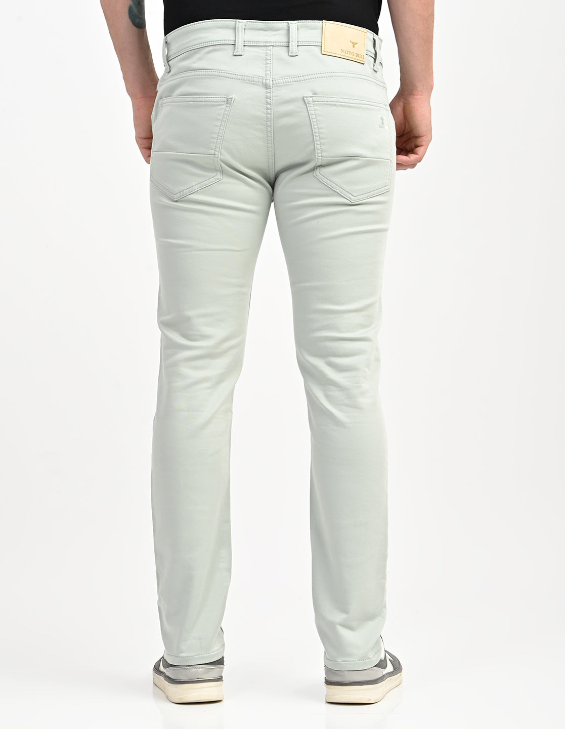 Men Mid Rise Slim Fit Clean Look Stretchable Jeans - Off White