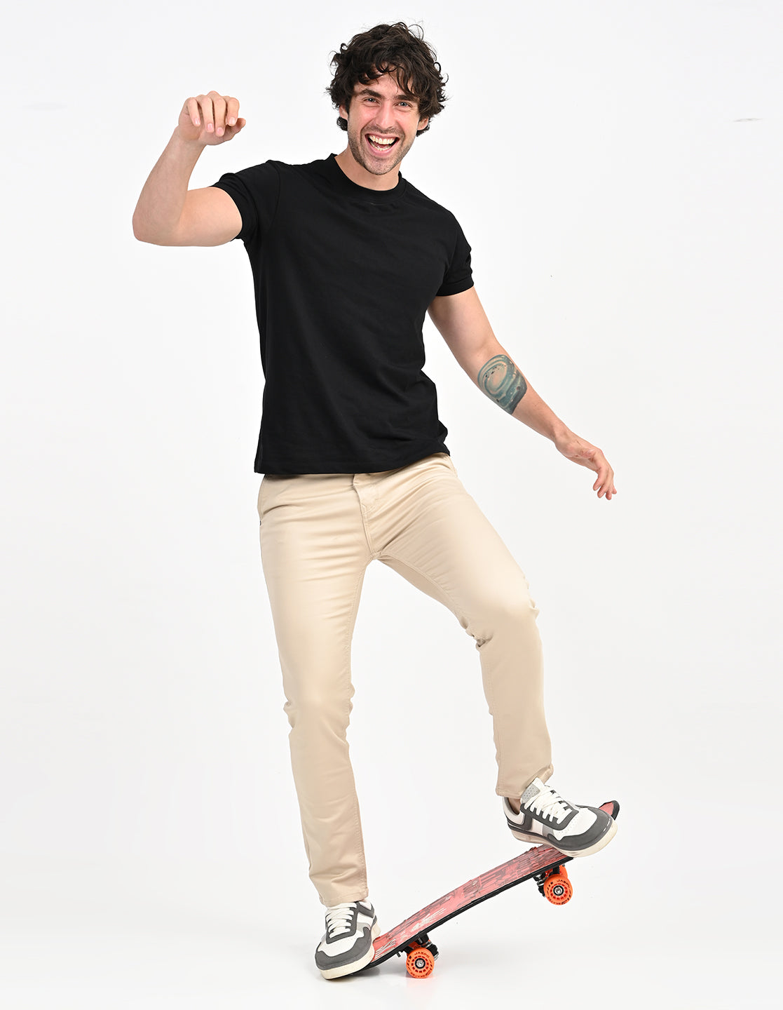 Men Mid Rise Slim Fit Clean Look Stretchable Jeans - Sandal