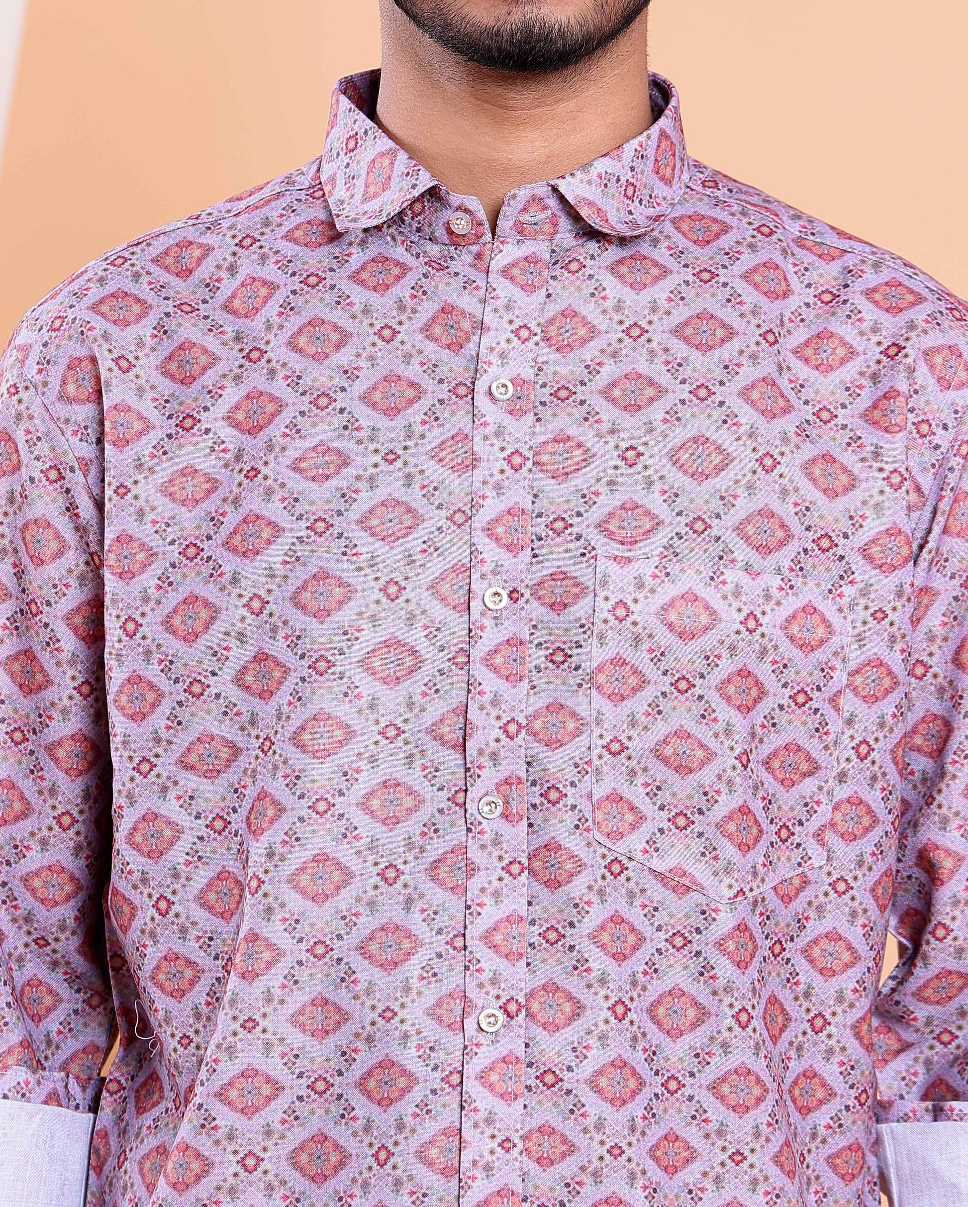 Men's Full Sleeve Shirt and Traditional Dhoti Set with Designer Border - Multi