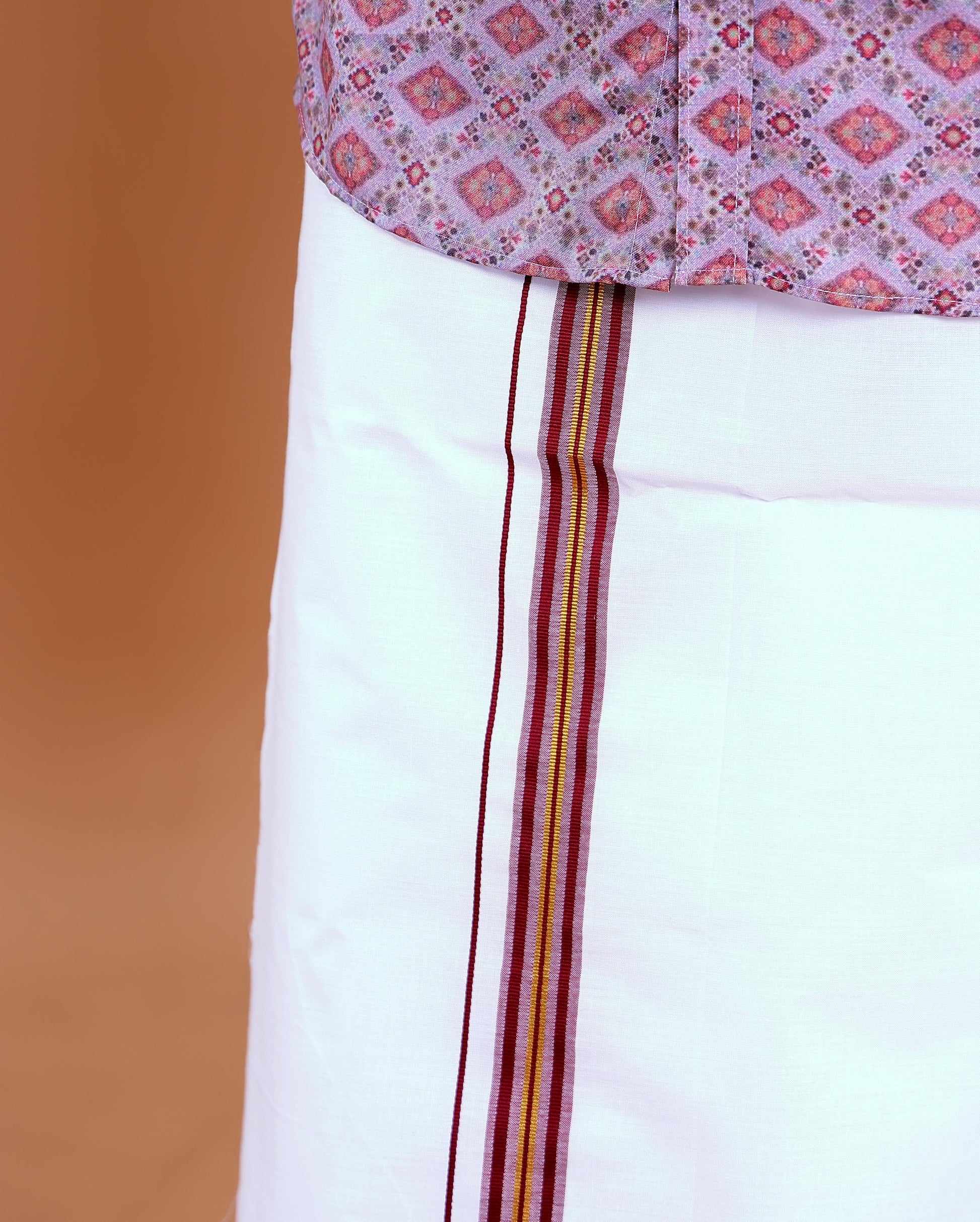 Men's Full Sleeve Shirt and Traditional Dhoti Set with Designer Border - Multi