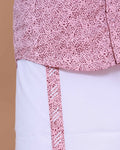 Men's Full Sleeve Shirt and Traditional Dhoti Set with Woven Border - Pink