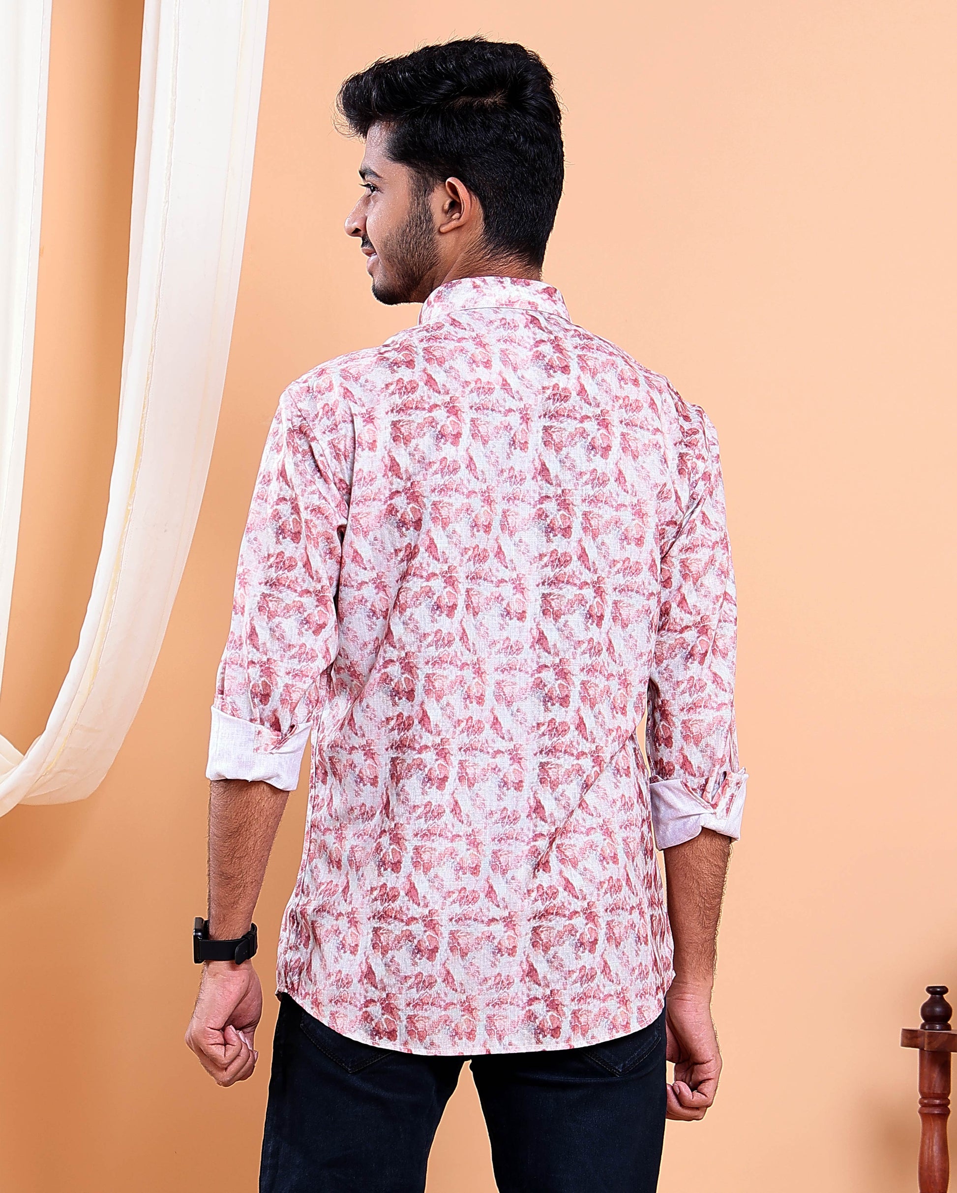 Men’s Linen Valley Casual Full Sleeve Abstract Print Shirt - Multi