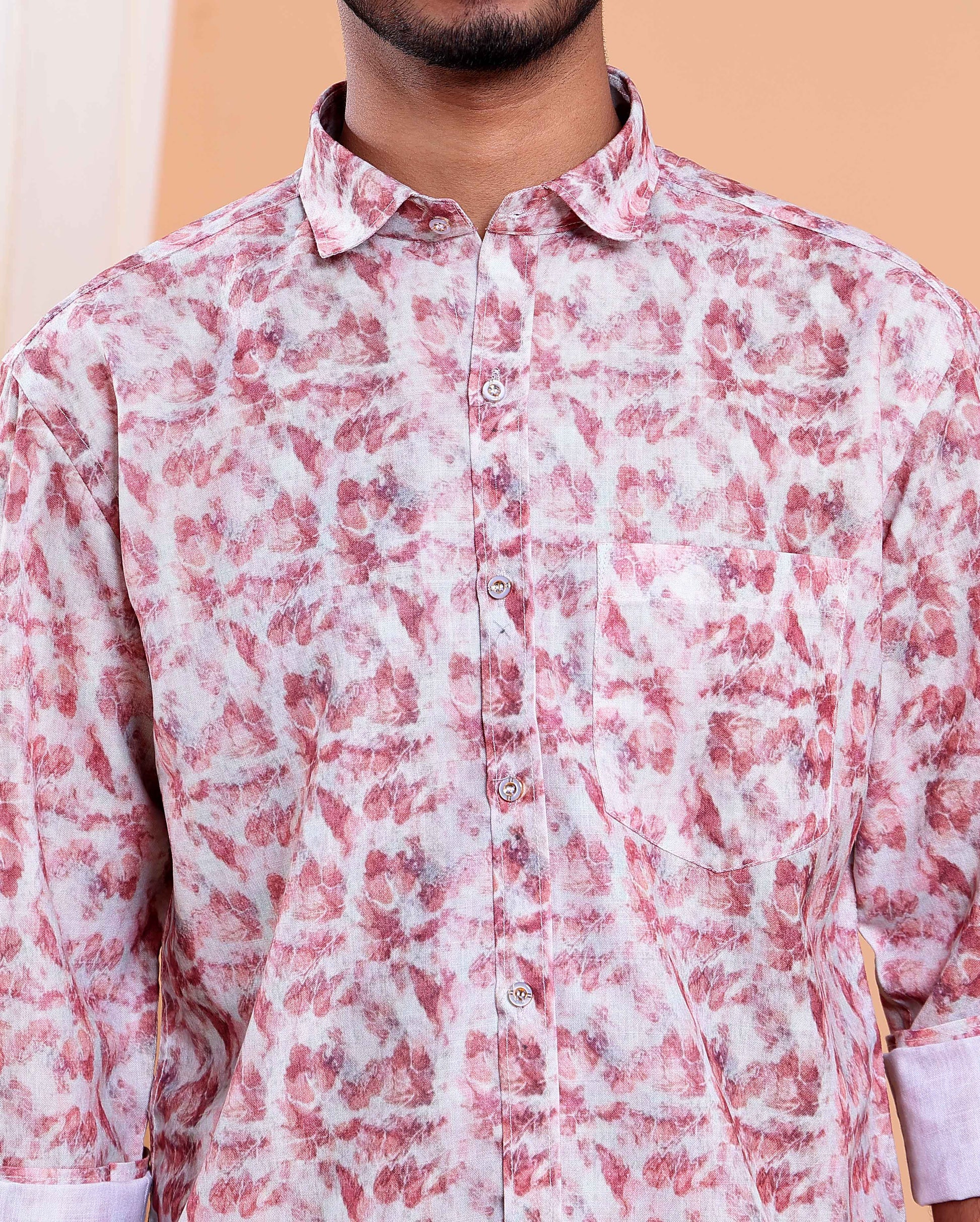 Men’s Linen Valley Casual Full Sleeve Abstract Print Shirt - Multi