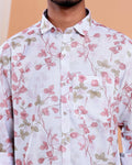 Men’s Linen Valley Casual Full Sleeve Floral Print Shirt - White