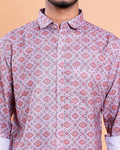 Men’s Linen Valley Casual Full Sleeve Printed Button Down Shirt - Multi