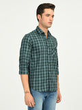 Men’s Native Bull Men's Classic Checkered Slim Fit Casual Shirt with Patch Pocket - Green