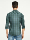 Men’s Native Bull Men's Classic Checkered Slim Fit Casual Shirt with Patch Pocket - Green