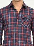 Men’s Native Bull Men's Classic Checkered Slim Fit Casual Shirt with Patch Pocket - Multi