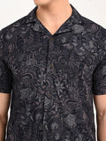 Men’s Native Bull Men's Paisley Print Short-Sleeve Casual Shirt - Black
