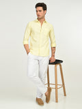 Men’s Native Bull Solid Casual Shirt with Full Sleeves and Chest Pocket - Yellow