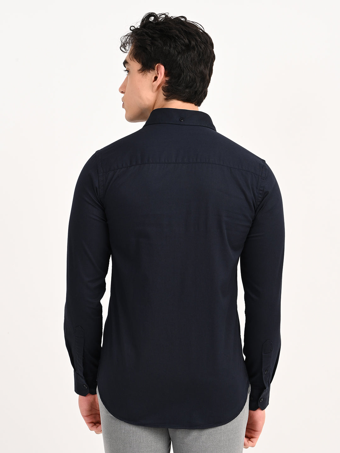 Men’s Native Bull Solid Casual Shirt with Full Sleeves and Chest Pocket - Black