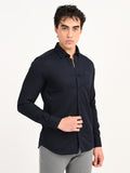 Men’s Native Bull Solid Casual Shirt with Full Sleeves and Chest Pocket - Black