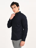 Men’s Native Bull Solid Casual Shirt with Full Sleeves and Chest Pocket - Black
