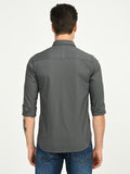 Men’s Native Bull Solid Casual Shirt with Full Sleeves and Chest Pocket - Grey