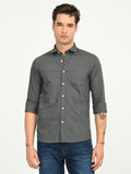 Men’s Native Bull Solid Casual Shirt with Full Sleeves and Chest Pocket - Grey