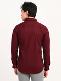 Men’s Native Bull Solid Casual Shirt with Full Sleeves and Chest Pocket - Maroon