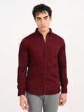 Men’s Native Bull Solid Casual Shirt with Full Sleeves and Chest Pocket - Maroon