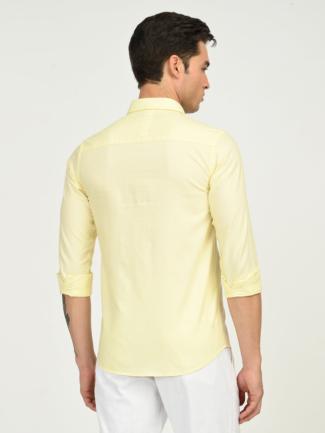 Men’s Native Bull Solid Casual Shirt with Full Sleeves and Chest Pocket - Yellow