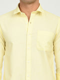 Men’s Native Bull Solid Casual Shirt with Full Sleeves and Chest Pocket - Yellow