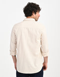 Men's Nativebull Check Button-Down Collar Long Sleeve Cotton Casual Shirt - Beige