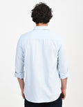 Men's Nativebull Check Button-Down Collar Long Sleeve Cotton Casual Shirt - Light Blue