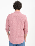 Men's Nativebull Check Button-Down Collar Long Sleeve Cotton Casual Shirt - Red