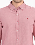 Men's Nativebull Check Button-Down Collar Long Sleeve Cotton Casual Shirt - Red