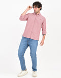 Men's Nativebull Check Button-Down Collar Long Sleeve Cotton Casual Shirt - Red