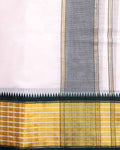 Men’s Traditional Cotton Dhoti 9*5 Meter with Elegant Temple Border – Off White-Close Up-Border