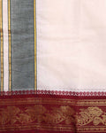 Men’s Traditional Cotton Dhoti 9*5 Meter with Elegant Woven Border – Off White-Close Up-Border