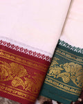 Men’s Traditional Cotton Dhoti 9*5 Meter with Elegant Woven Border – Off White-Close Up