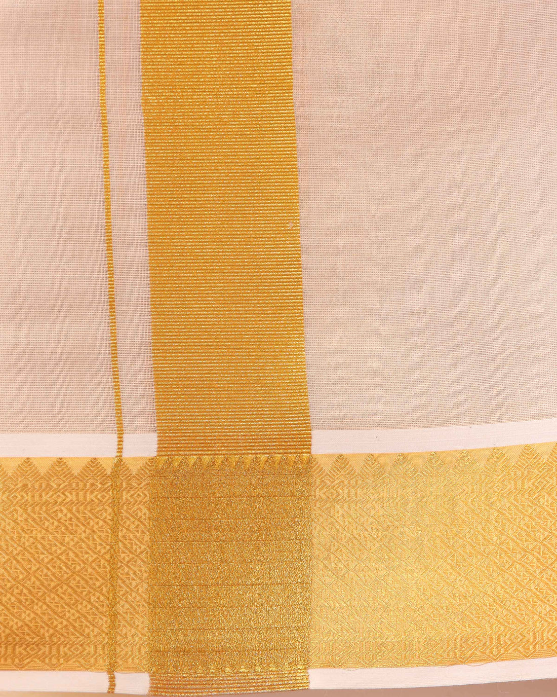 Men’s Traditional Handloom Cotton Dhoti with Gold Border - Gold