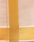 Men’s Traditional Handloom Cotton Dhoti with Gold Border - Gold
