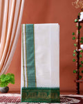 Men’s Traditional Handloom Cotton Dhoti with Multi Border - Off White