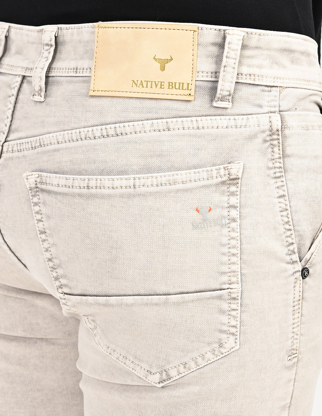 Men Mid Rise Slim Fit Clean Look Stretchable Jeans - Beige