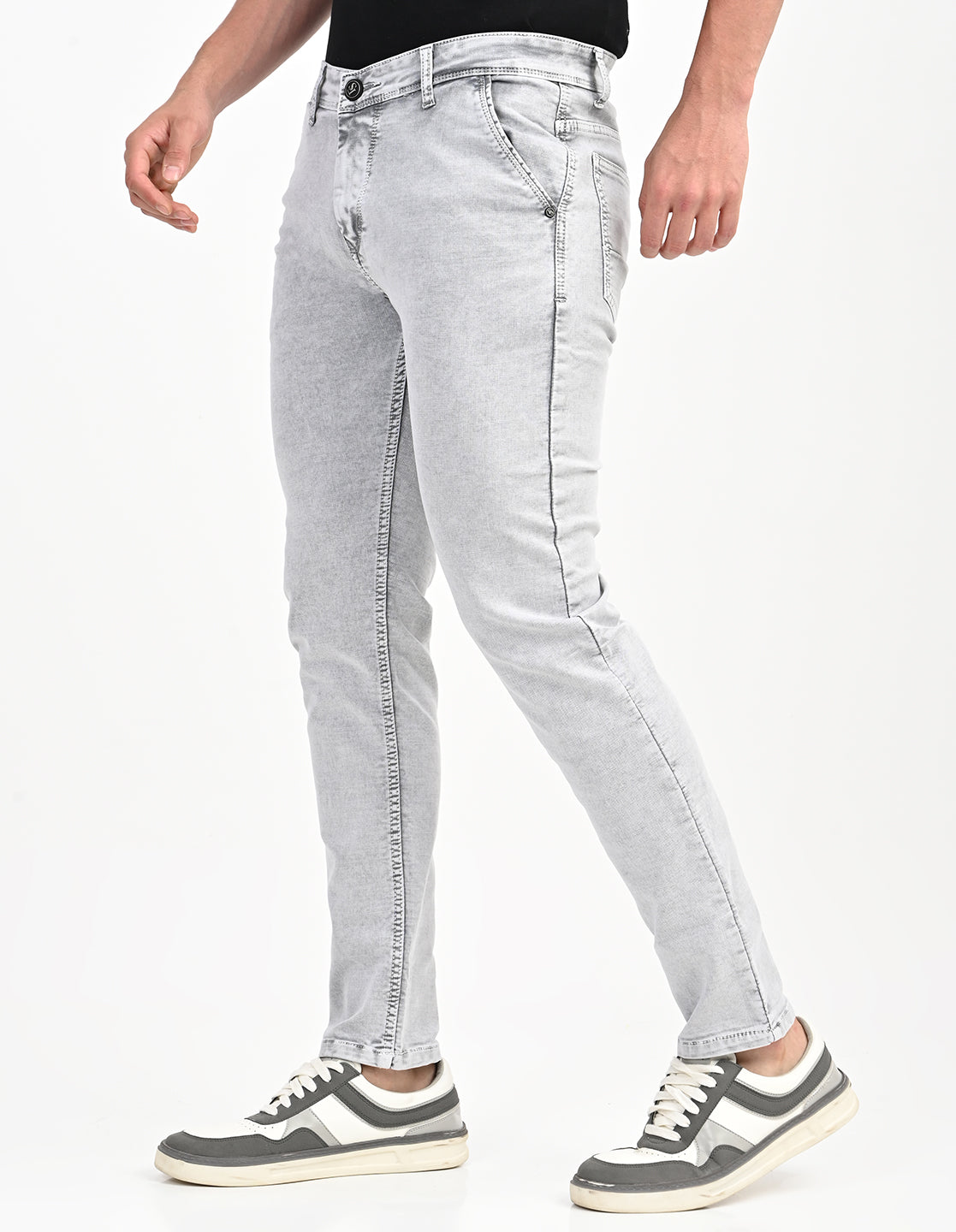 Men Mid Rise Slim Fit Clean Look Stretchable Jeans - Grey
