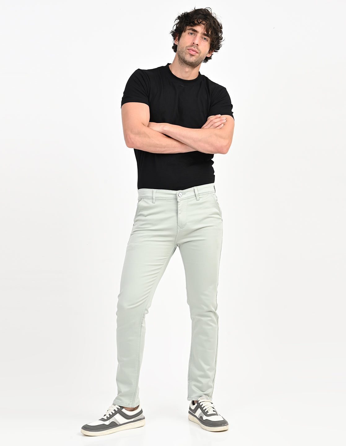 Men Mid Rise Slim Fit Clean Look Stretchable Jeans - Off White