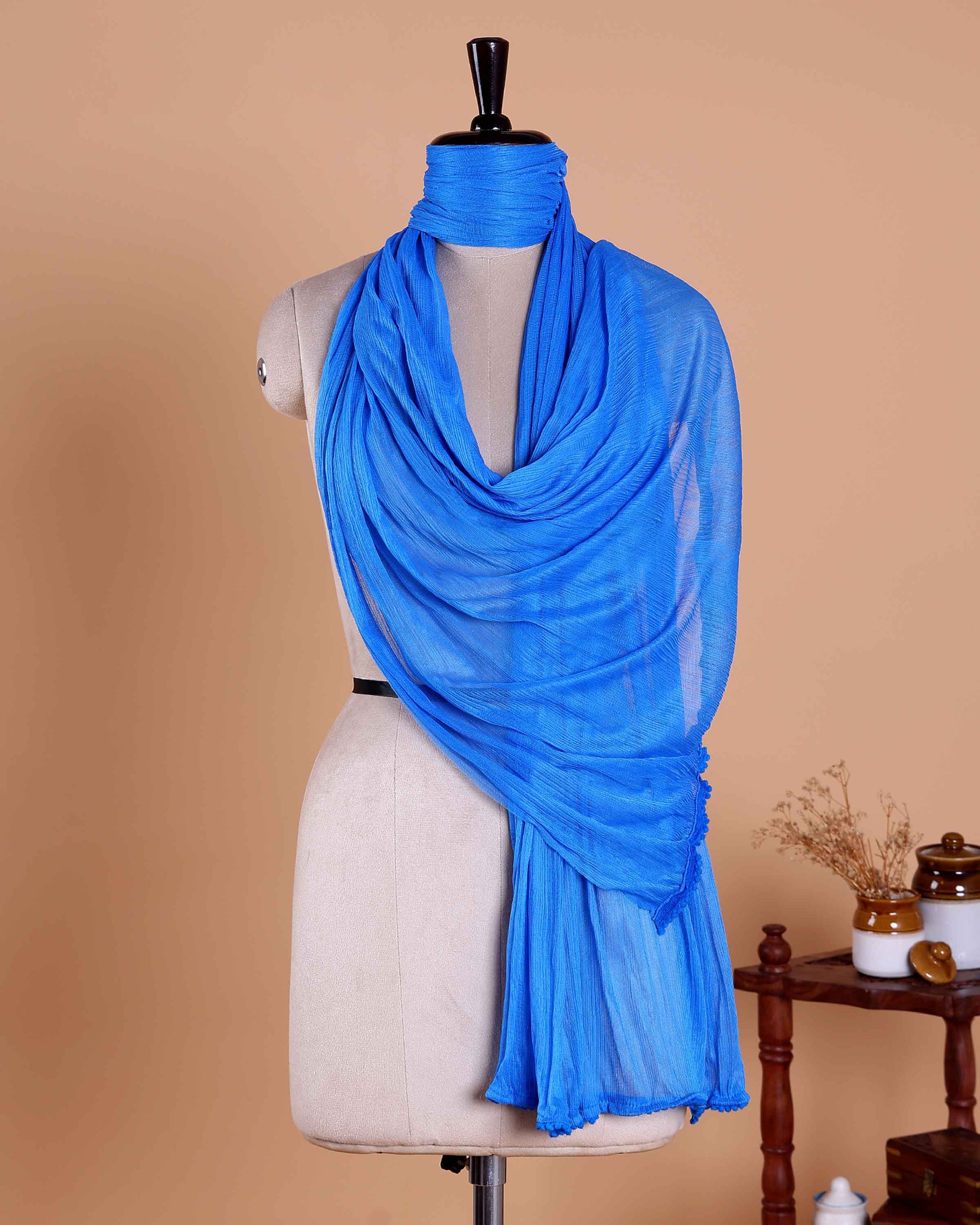 Minimalist Solid Women’s Dupatta with Soft Draping and Finished Edges - Blue