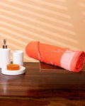 Modern Embossed Feather Pattern Bath Towel - Dark Orange