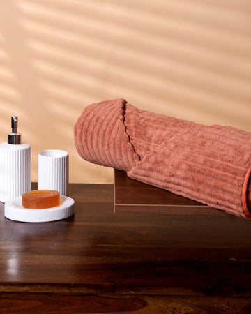 Modern Textured Corduroy-Style Towel - Brown