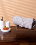 Modern Textured Corduroy-Style Towel - Light Grey