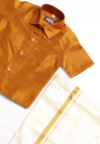Mustard Silk Cotton Dhoti & Shirt Set Shopping