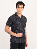 Men’s Native Bull Men's Paisley Print Short-Sleeve Casual Shirt - Black