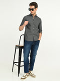 Men’s Native Bull Solid Casual Shirt with Full Sleeves and Chest Pocket - Grey