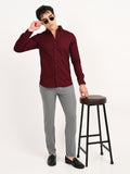 Men’s Native Bull Solid Casual Shirt with Full Sleeves and Chest Pocket - Maroon