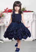 Navy Blue Colour Embellished Sequel Work Frock