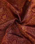 Niranjana Exclusive Handloom Silk Saree with Intricate Zari Weave & Traditional Motifs - Maroon-Close Up