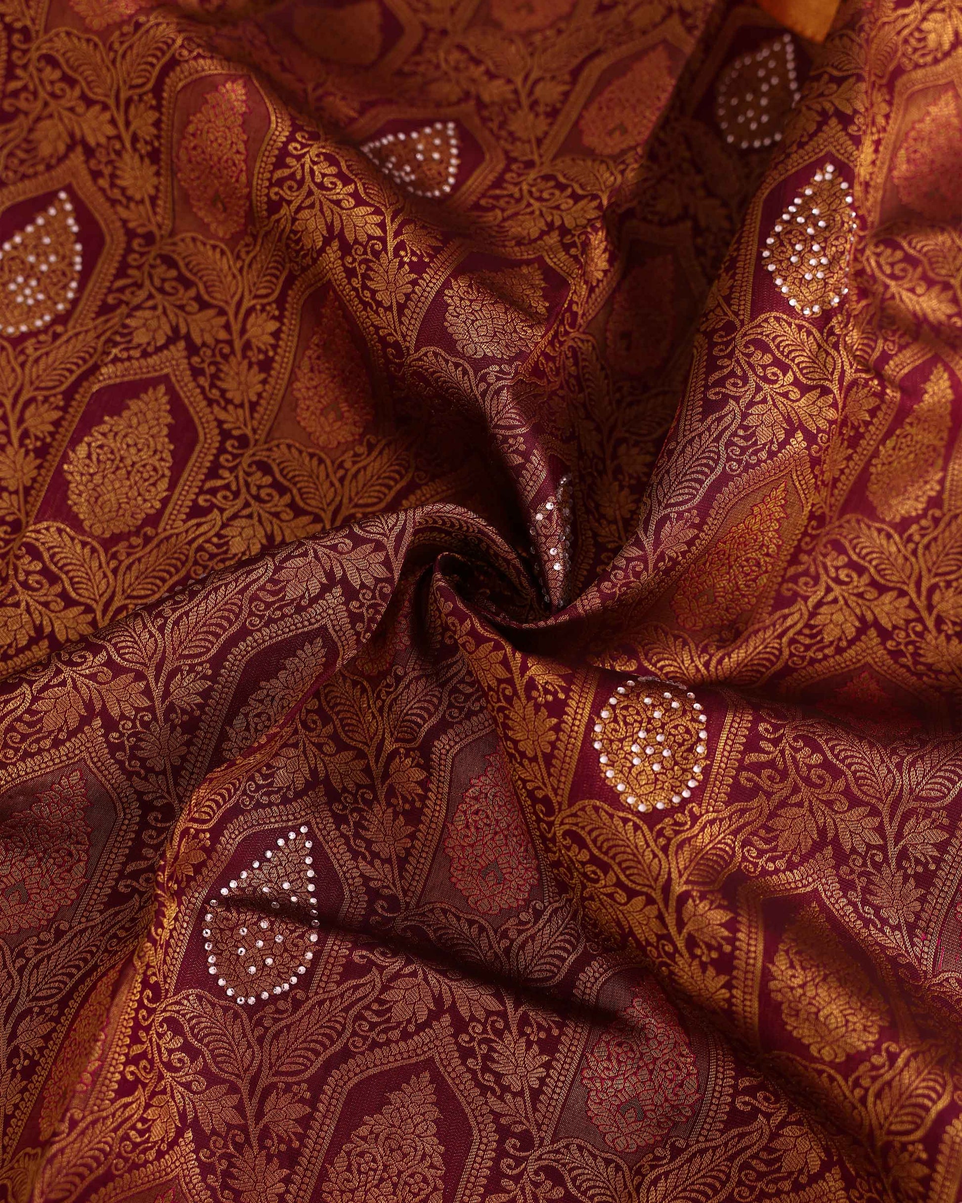 Niranjana Exclusive Handloom Silk Saree with Intricate Zari Weave & Traditional Motifs - Maroon-Close Up